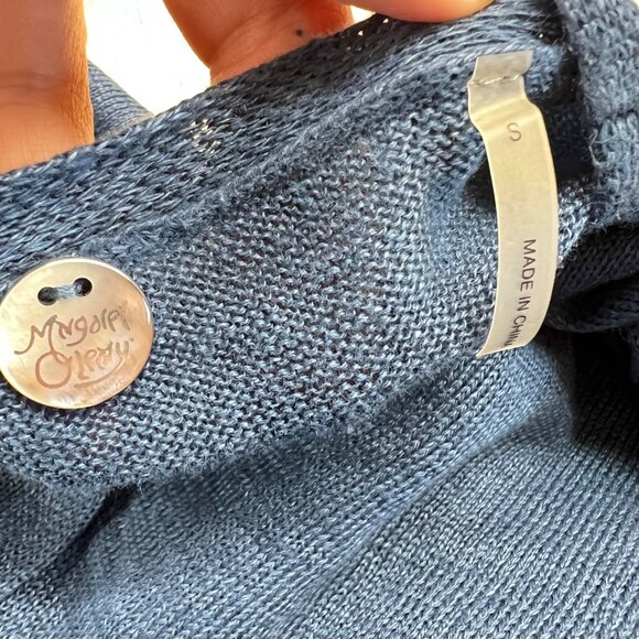 Margaret OLeary Blue Linen Button Front Cardigan Sweater Lightweight Size Small - Picture 9 of 11